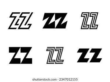 Conjunto de logotipos ZZ de letras. Resumen de colección de logotipos con letras. Logotipos geométricos abstractos