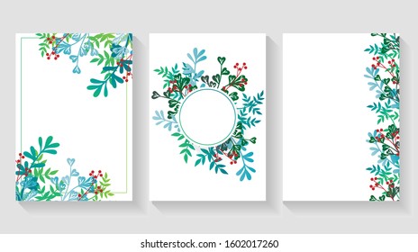 Set of letterhead with floral frames. Vector graphics.