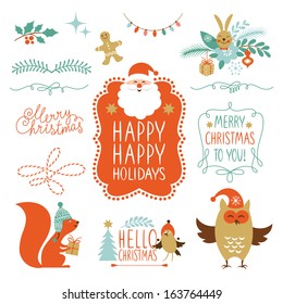 Set of Lettering and Christmas graphic elements 