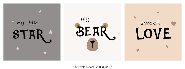 Set of lettering design. Abstract design. Vector illustration. For wallpaper, greeting card, clothing design