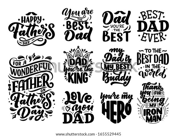 Set Lettering Fathers Day Greeting Card Stock Vector (Royalty Free ...