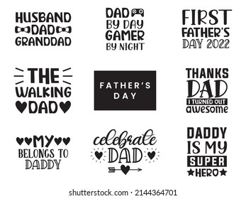 Set of lettering quotes for fathers day