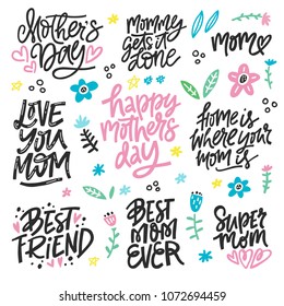 Set of lettering quotes for mother's day.