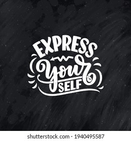 Set with lettering slogans about be yourself. Funny quotes for blog, poster and print design. Modern calligraphy texts about selfcare. Vector illustration