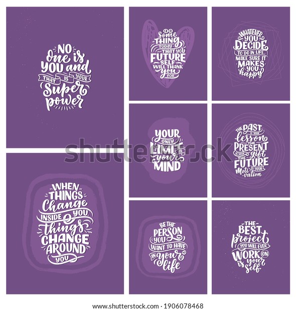 Set Lettering Slogans About Be Yourself Stock Vector (Royalty Free ...