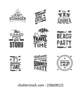 Set of lettering "Summer Holidays", typography design elements