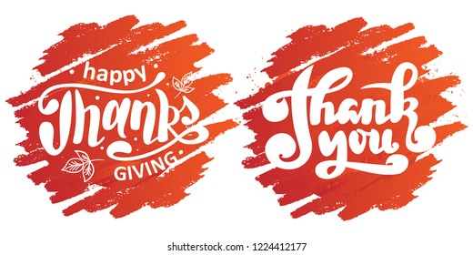 Set of lettering "Thank you" Typographical Background, vector design. Lettering for web, polygraphy, congratulations, promotional pictures news, invitations, postcards, banners, posters