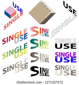 A set of letterings "Single-use" for icons, labels, signs