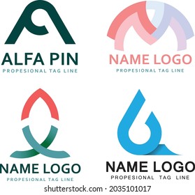 set of lettermark logos with letters prefix