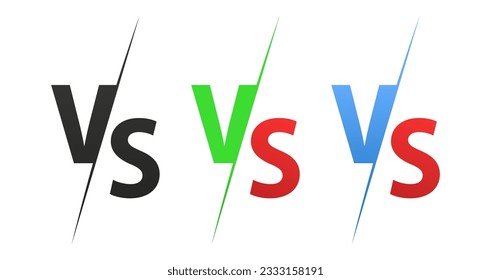 Set of letters against the logo. VS letters logo and symbol design template. Letters VS for sport, fight, competition, battle, match, game. Against icon flat black and color font. Vector illustration