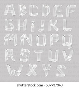 set of letters of the alphabet of adhesive transparent tape