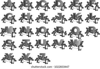 Set of letters Alphabet Steampunk