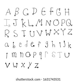 Set of letters, a-z, uppercase and lowercase. Vector illustration on a white art board. Beautiful in many forms.