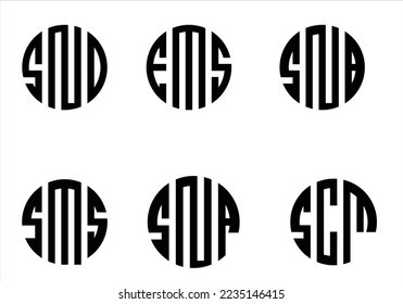 Set of letters to create circle monogram. Monogram alphabet. Vector illustration.
