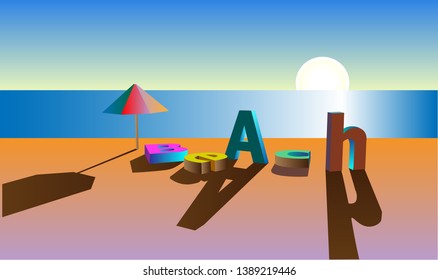 Set of letters for the design and backgrounds. Beach. Vector