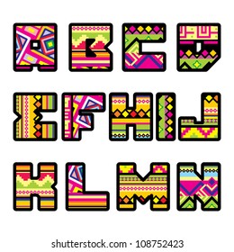set of letters with the design of a Mexican style (part 1)