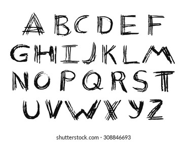 Set of letters english alphabet. Hand drawn. Vector illustration