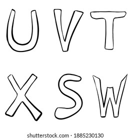 Set of letters of the English alphabet Liner font illustration, blank for designers, isolated on white background, lettering