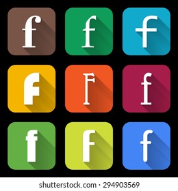 Set of Letters F.  Flat style icons for web