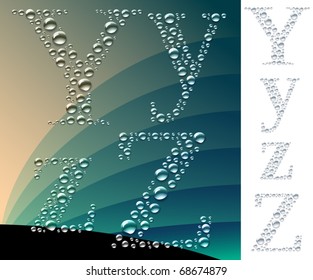 Set of letters in the form of drops. Sensitive to the background. 2 variants of light and dark