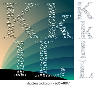 Set of letters in the form of drops. Sensitive to the background. 2 variants of light and dark