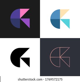 Set of letters G from abstract geometric multicolors shapes. Application icon design template. Vector logo design