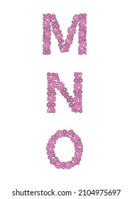 
set of letters in glamour pink graphic style 