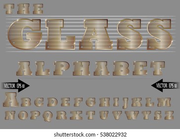 Set Letters Glass Effect Glass Transparent Stock Vector (Royalty Free