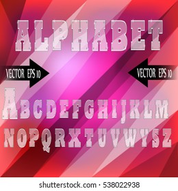 Set of letters with glass effect. Glass transparent alphabet. Vector Image.
