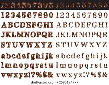 Set of letters with glossy borders