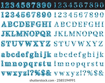 Set of letters with glossy borders