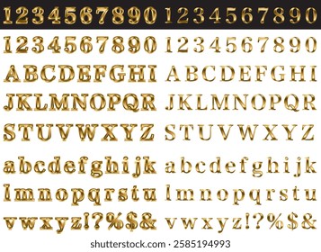 Set of letters with glossy borders