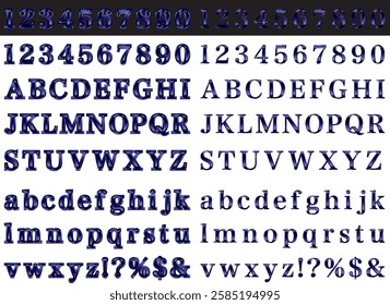 Set of letters with glossy borders