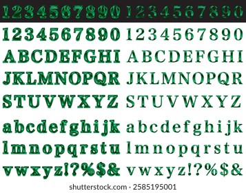 Set of letters with glossy borders