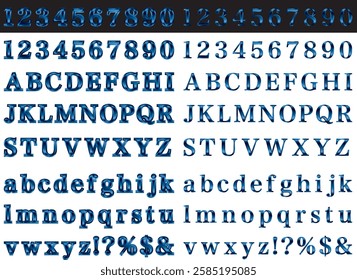 Set of letters with glossy borders