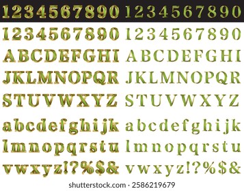 Set of letters with glossy borders