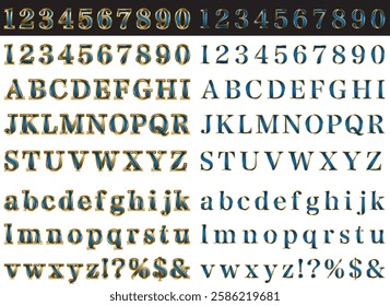 Set of letters with glossy borders