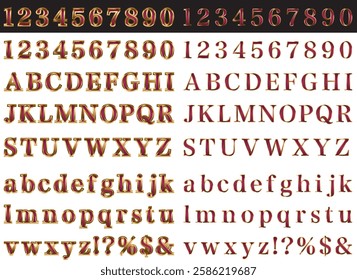 Set of letters with glossy borders