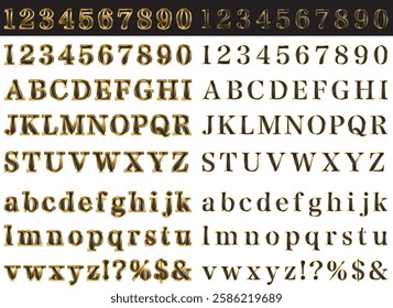 Set of letters with glossy borders