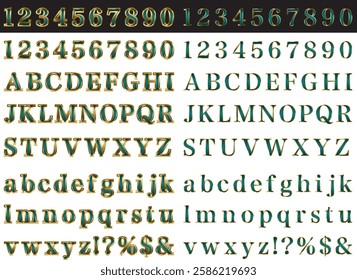 Set of letters with glossy borders