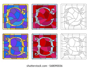 The set of letters of the Latin alphabet in the stained glass style of letters "C"  and "D"