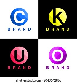 Set of letters logo with flat color palette concept. Very suitable in various business purposes, also for icon, company name, personal name, symbol and etc.
