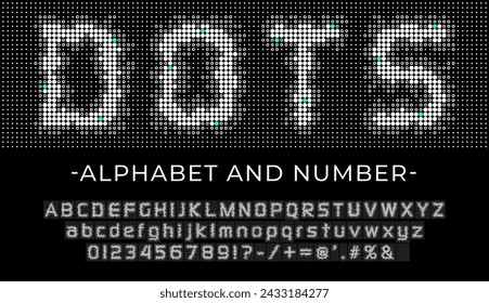 Set of letters made of dots. Dotted digital font. Led display font. Digital scoreboard alphabet.