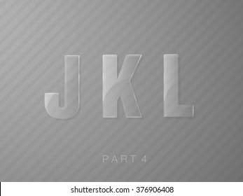 set of letters made of glass, transparent classic font