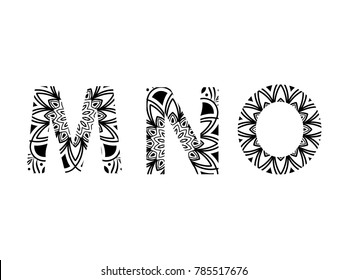 Set Of Letters Mandala Pattern In Font, Set