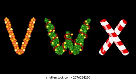 Set of letters in New Year's style - Powered by Shutterstock - Get 15% off with code: PIKWIZARD15