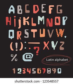 Set of letters and numbers on a retro background. Cyrillic alphabet./ Retro letters