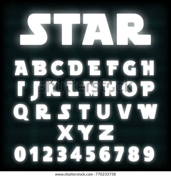文字と数字の白いネオンデザイン アルファベットのフォントテンプレート ベクターイラスト のベクター画像素材 ロイヤリティフリー