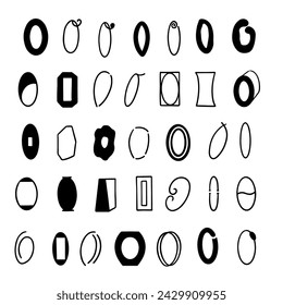 Set of letters O in different styles. Hand drawn lettering. Isolated on white background. Vector illustration