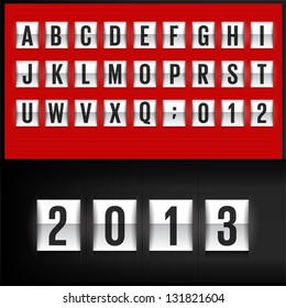 Set of letters on a mechanical timetable
